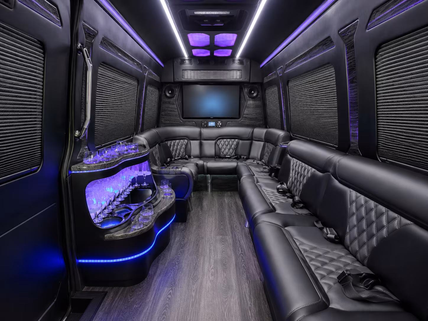 college station 40 passenger party bus interior